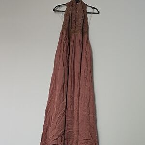Elegant Brown Halter Maxi Dress